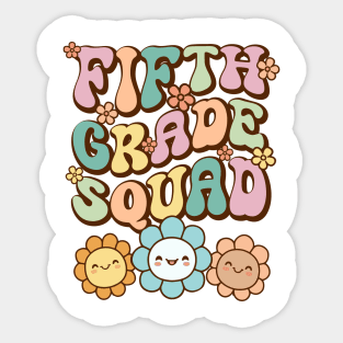 Groovy Fifth Grade Squad Back To School Cute  Flower Retro Vintage Sticker